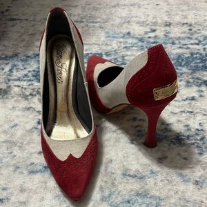 Chloe Heels in Red and Cream
